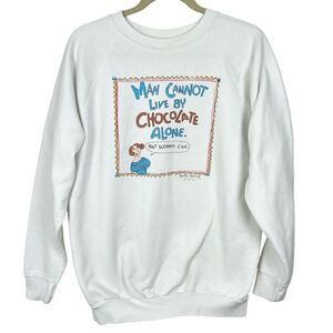 Vintage Sweatshirt Sz XL 90s Chocolate Lover Graphic Funny USA Crewneck